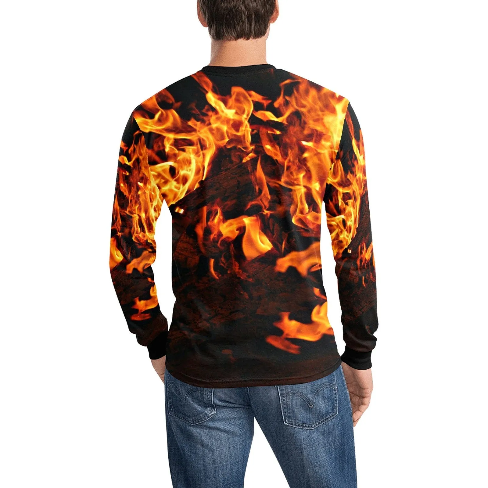 Hot Fire Flames Long Sleeve T-Shirt,Casual Adult Kids,Gift for Christmas/Thanksgiving/Birthday/Graduation/Halloween/Housewarming/Party tops