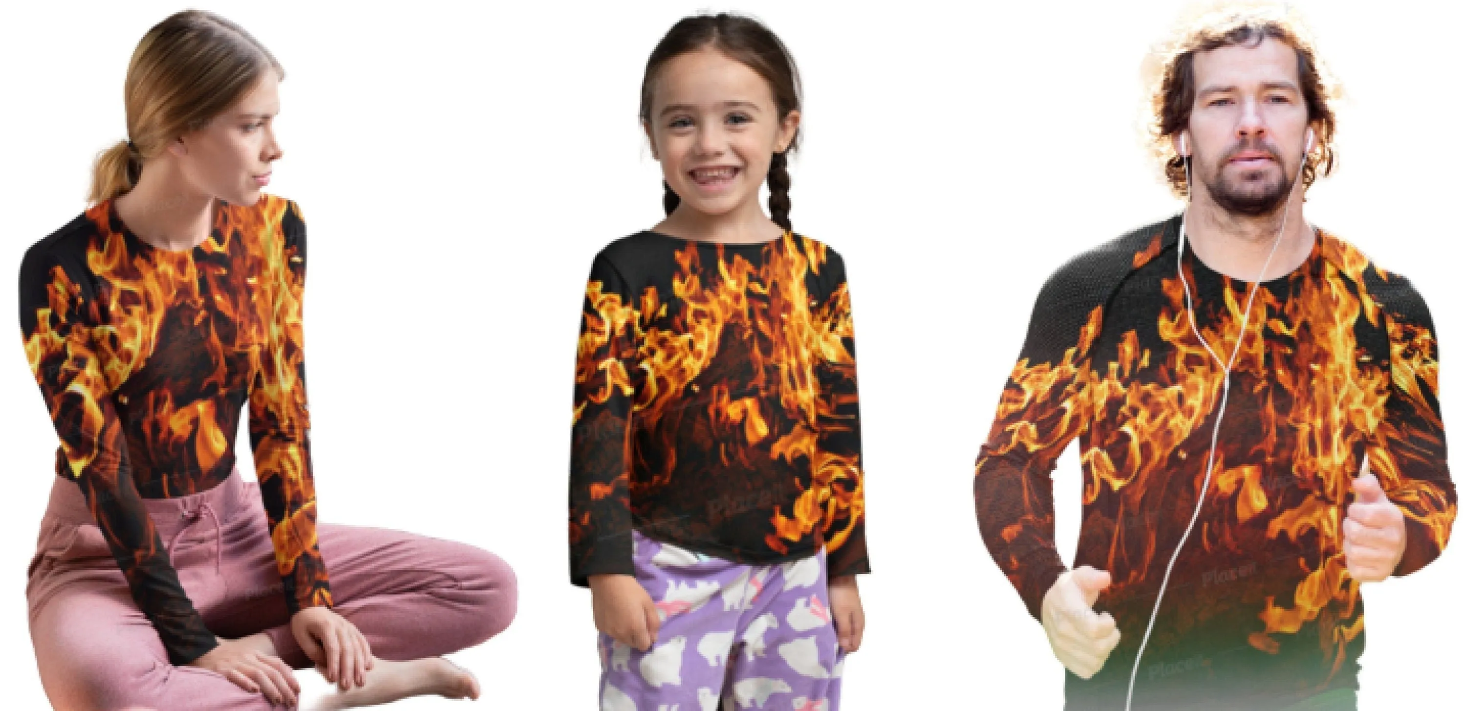 Hot Fire Flames Long Sleeve T-Shirt,Casual Adult Kids,Gift for Christmas/Thanksgiving/Birthday/Graduation/Halloween/Housewarming/Party tops