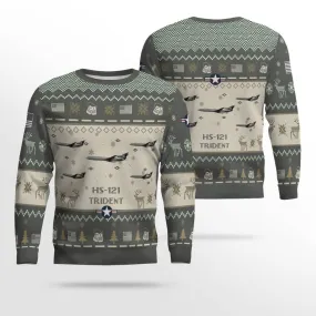 HS-121 Trident HS121 Aircraft Ugly Sweater, Ugly Sweater Christmas Shirt for Men Dad Veteran