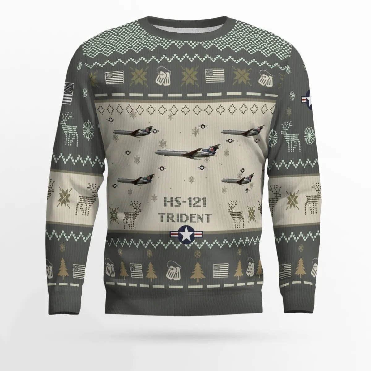 HS-121 Trident HS121 Aircraft Ugly Sweater, Ugly Sweater Christmas Shirt for Men Dad Veteran