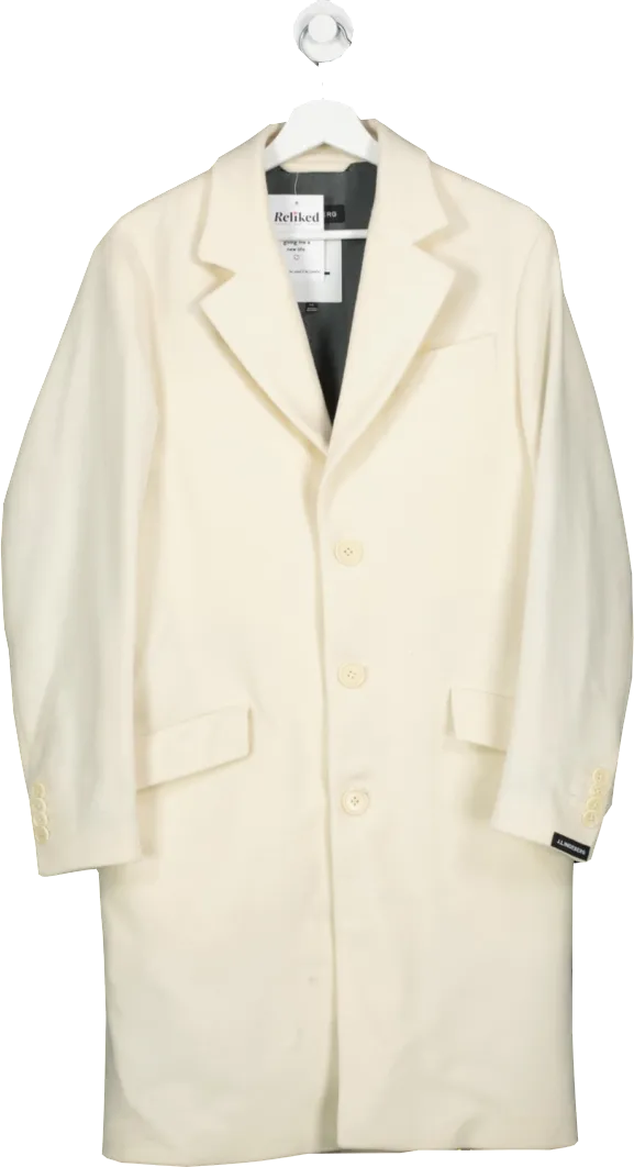 J.Lindenberg Cream Wool Overcoat UK XL