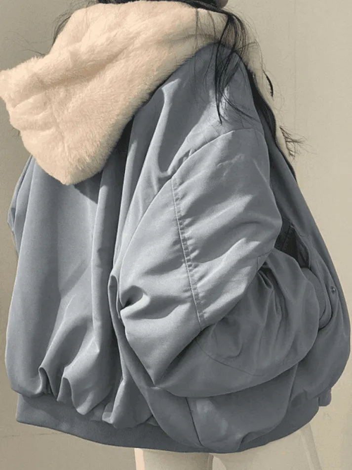 Joskaa Reversible Oversize Fleece Hooded Jacket