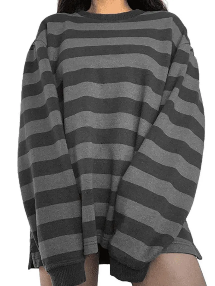 Joskaa Vintage Striped Oversized Pullover Sweatshirt