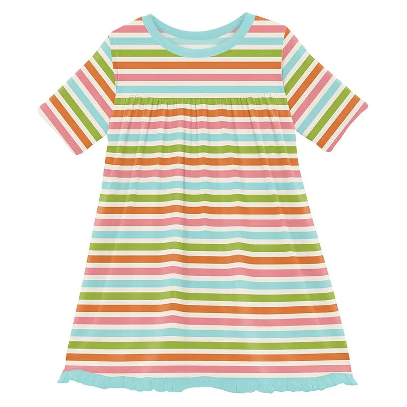 Kickee Pants Short Sleeve Swing Dress - Beach Day Stripe