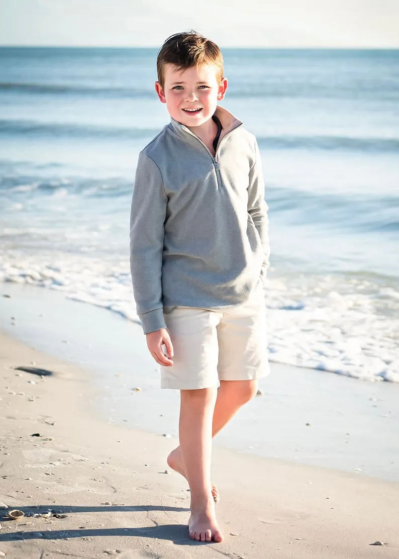 Kids Windabout Pullover in Terry Fleece (Heather Grey)