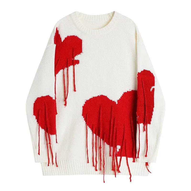 Knitted Heart Pullover Oversize Sweater