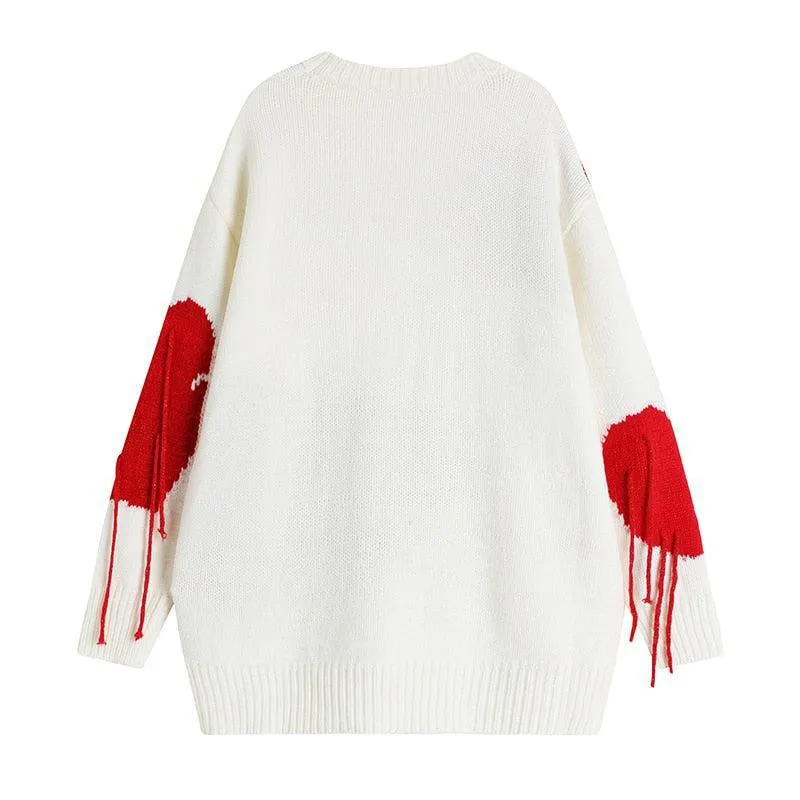 Knitted Heart Pullover Oversize Sweater