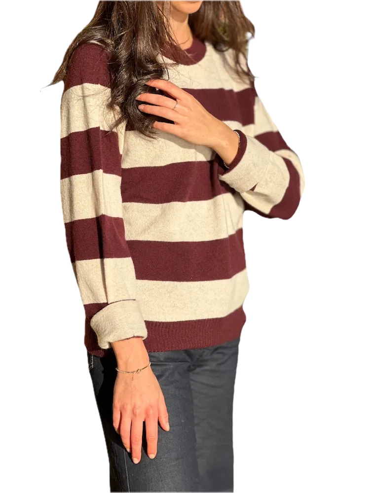 Kontatto burgundy beige line pullover