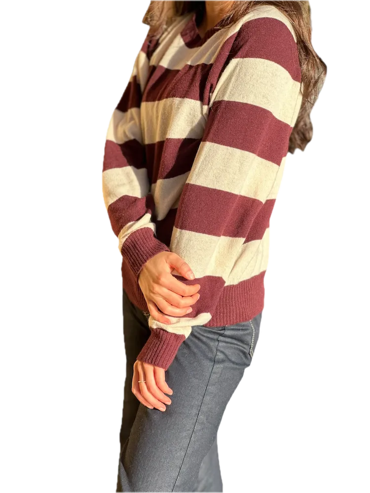 Kontatto burgundy beige line pullover