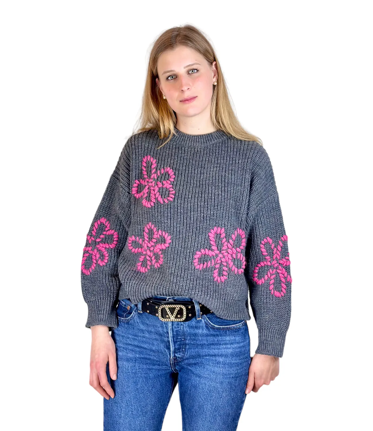 Kontatto grey flower pullover