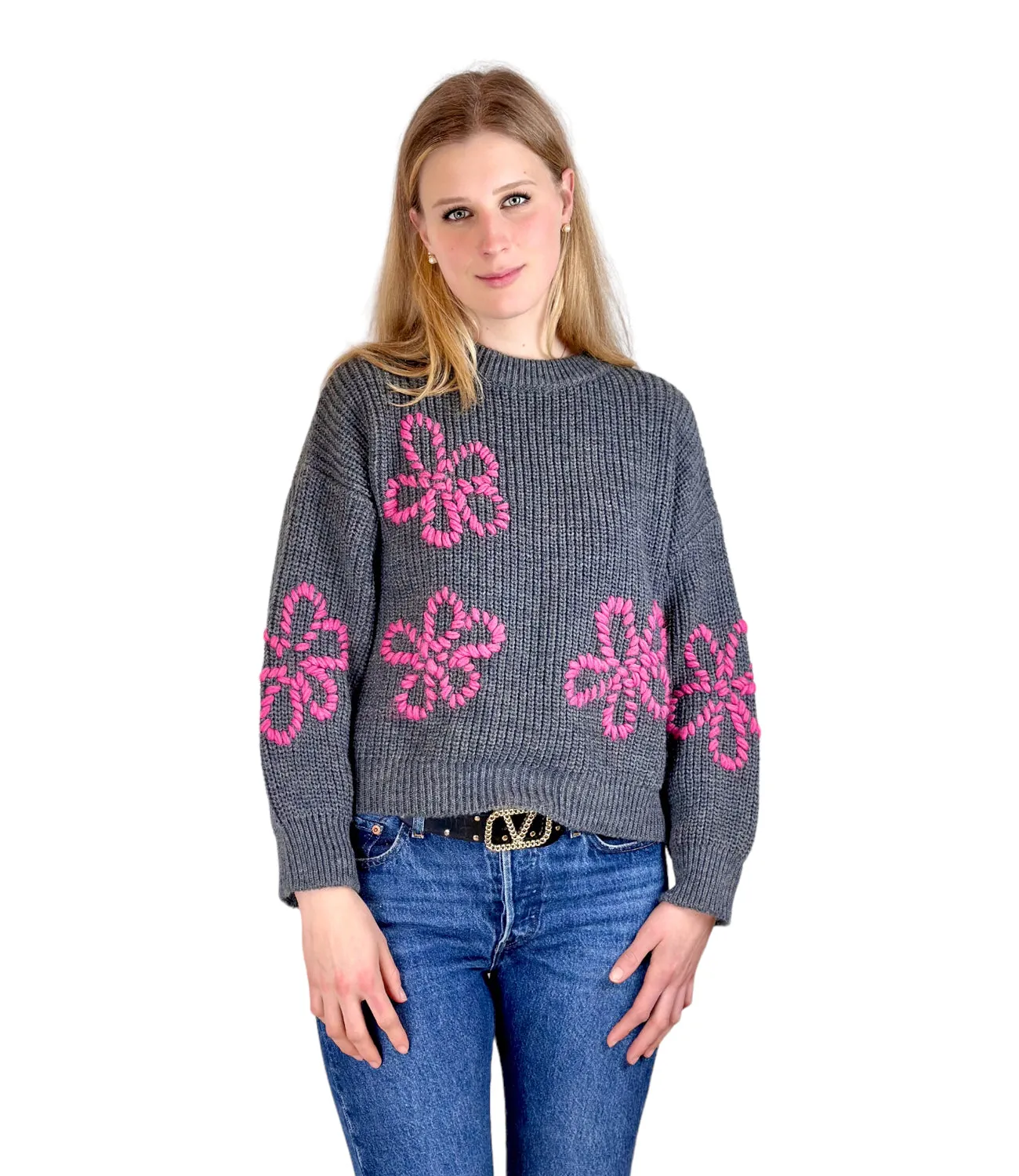 Kontatto grey flower pullover