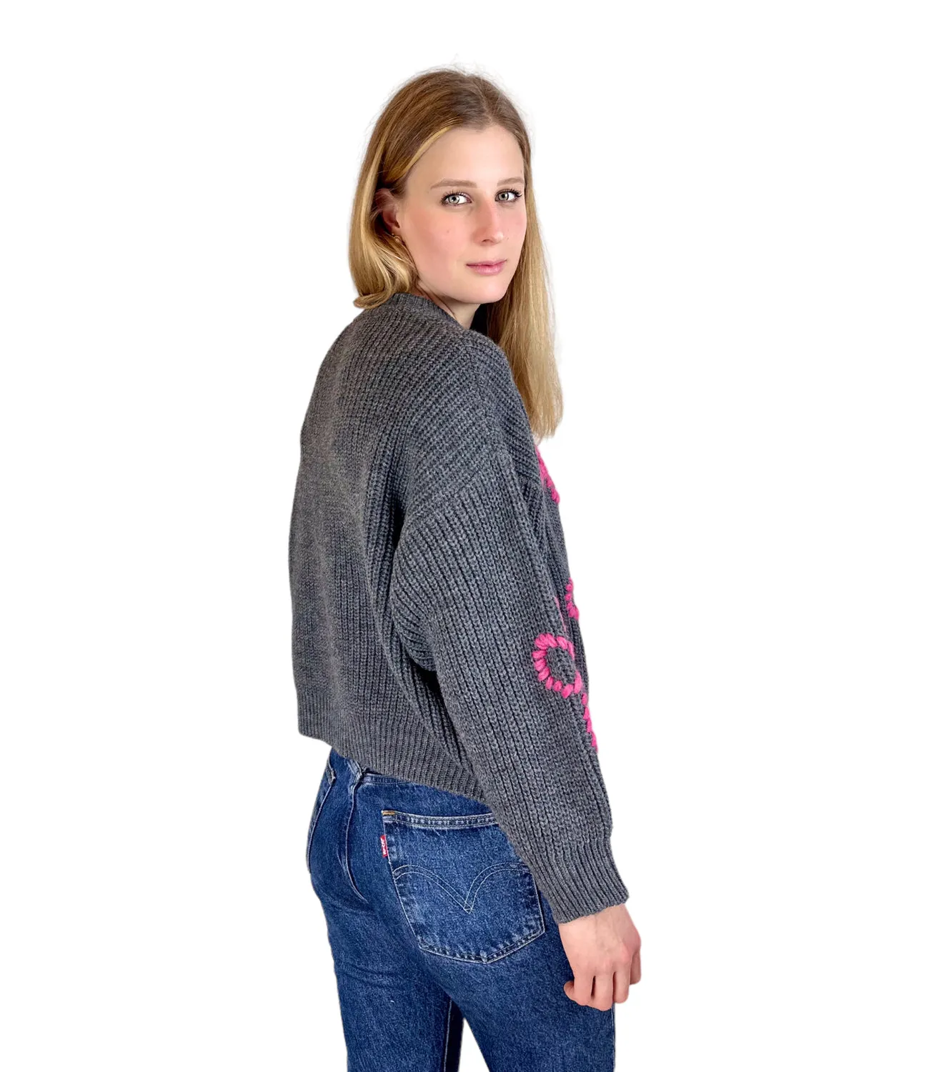 Kontatto grey flower pullover