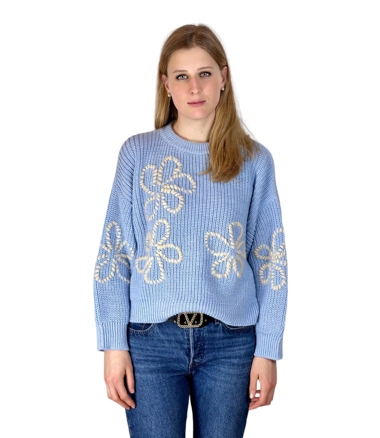 Kontatto light blue flower pullover