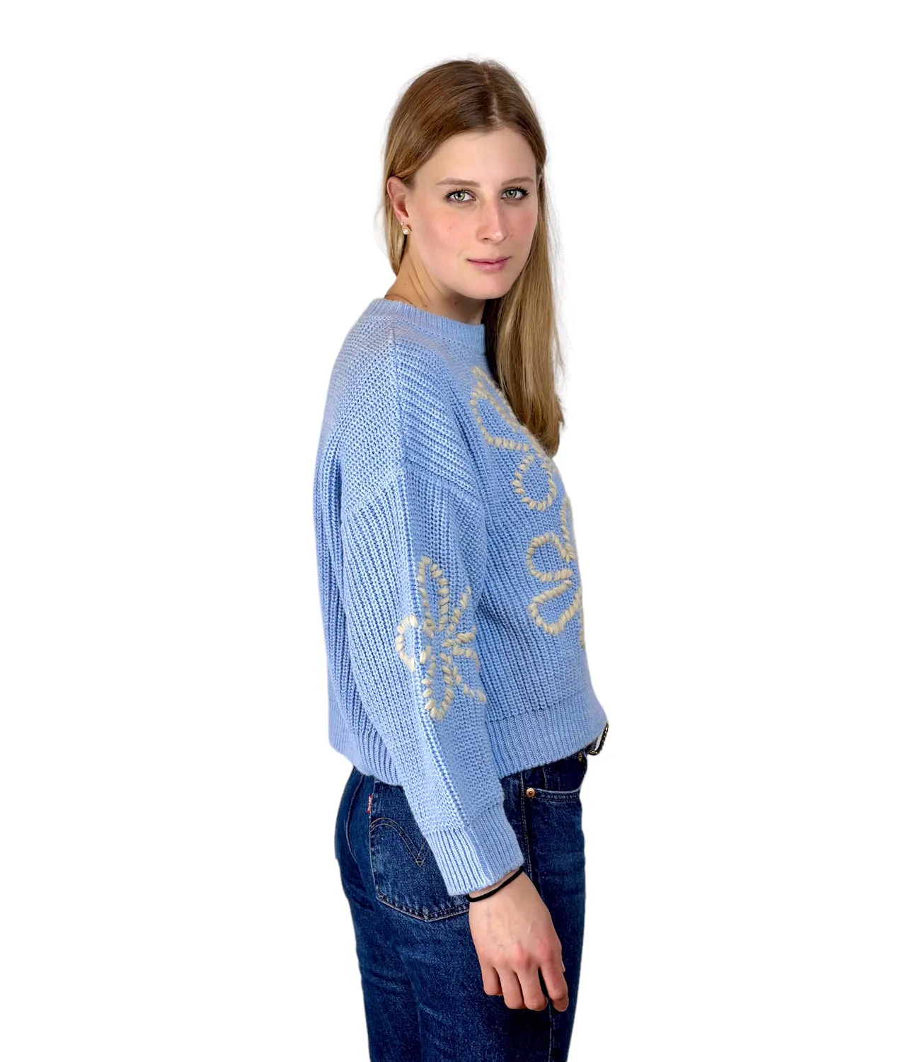 Kontatto light blue flower pullover