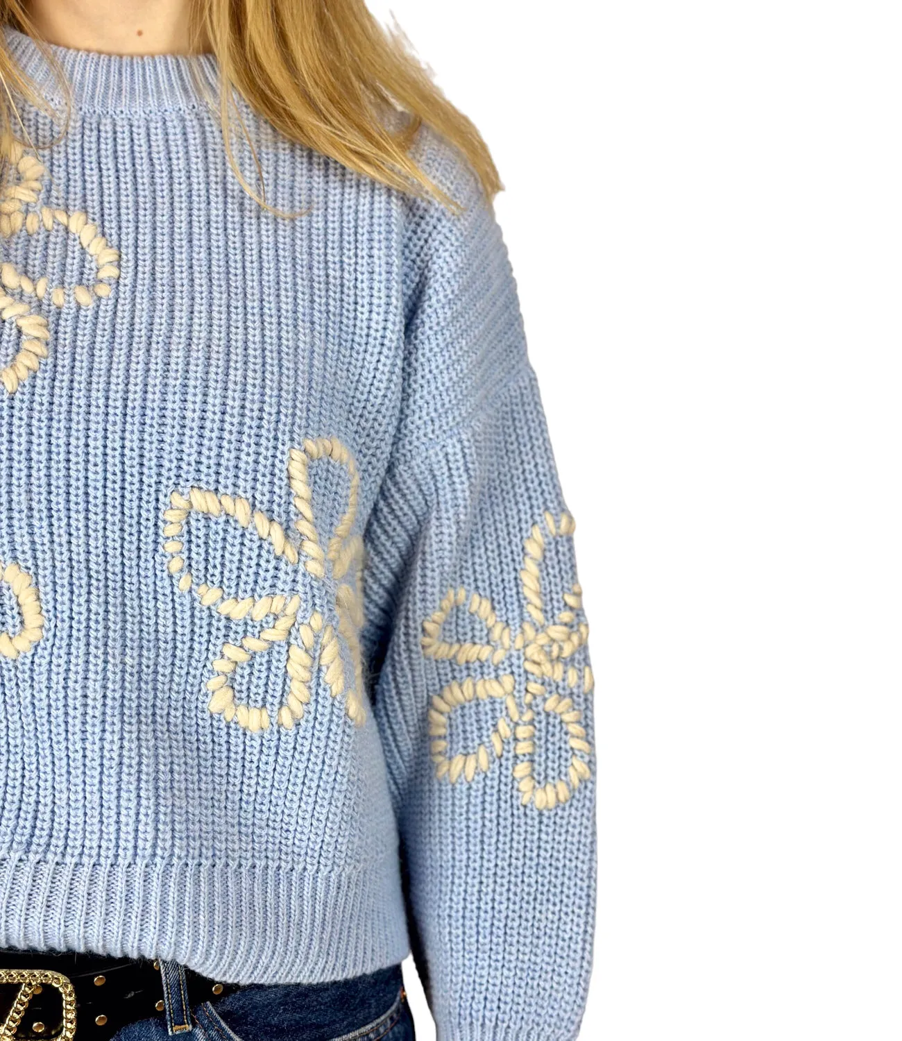 Kontatto light blue flower pullover