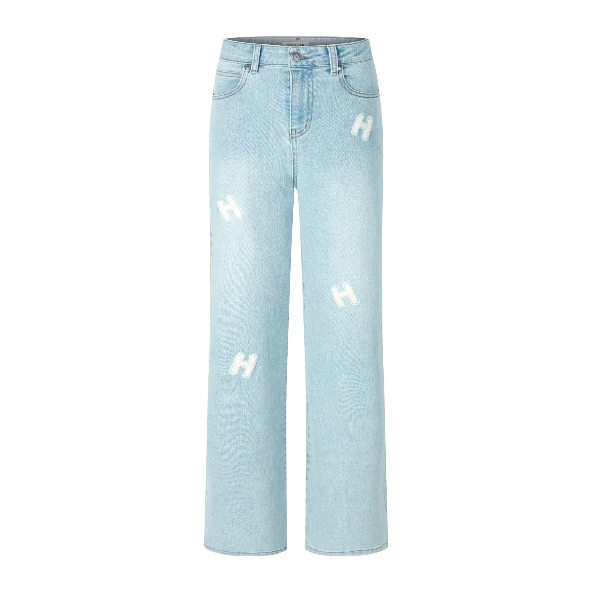 Labeled Logo Wide-Leg Jeans