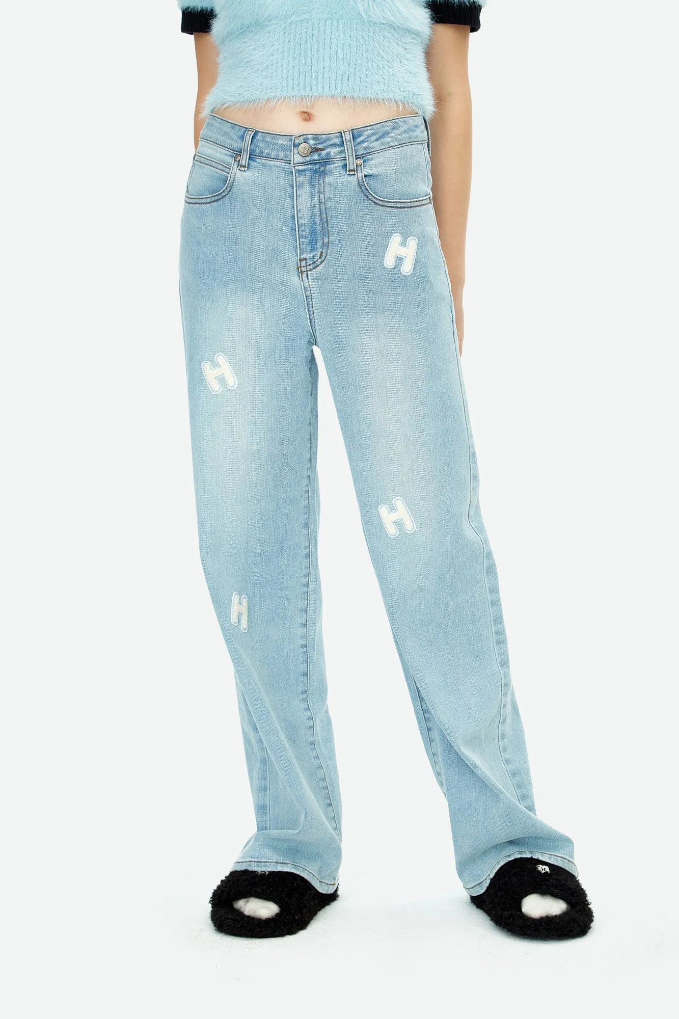 Labeled Logo Wide-Leg Jeans