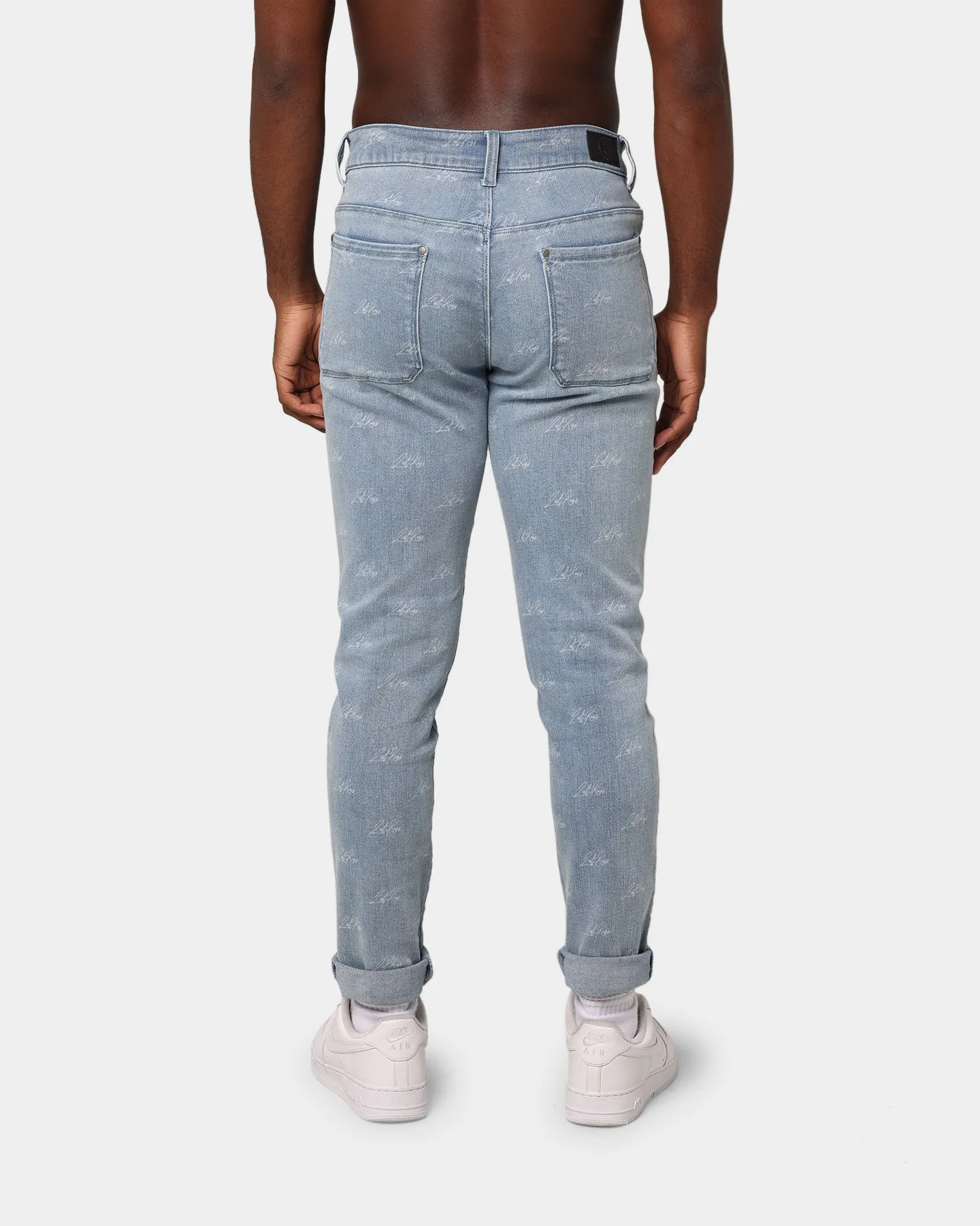 Last Kings Lasered Denim Jeans Light Blue