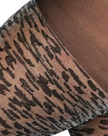 Leopard Print Shimmer Sheer Tights | Black