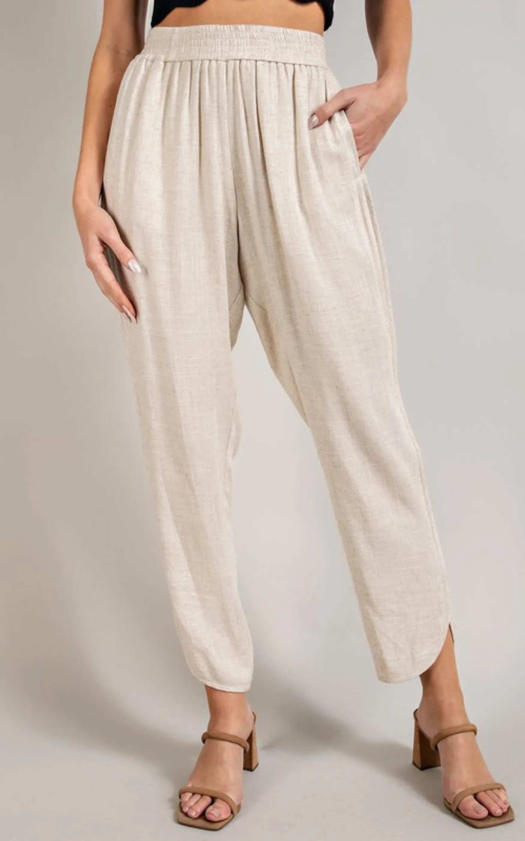 Linen Smocked Pants - Final Sale