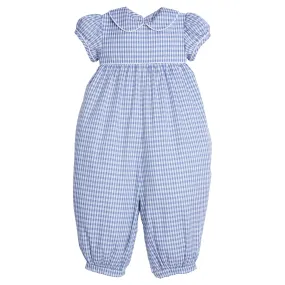 Little English Charlotte Romper Gray Blue Gingham 5107