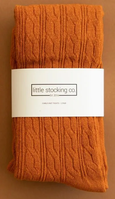 Little Stocking Co Cable Knit Tights - Pumpkin Spice