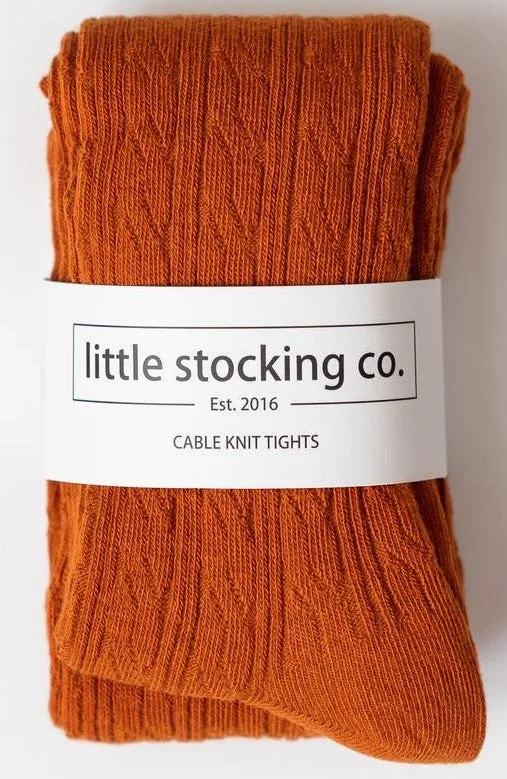 Little Stocking Co Cable Knit Tights - Pumpkin Spice