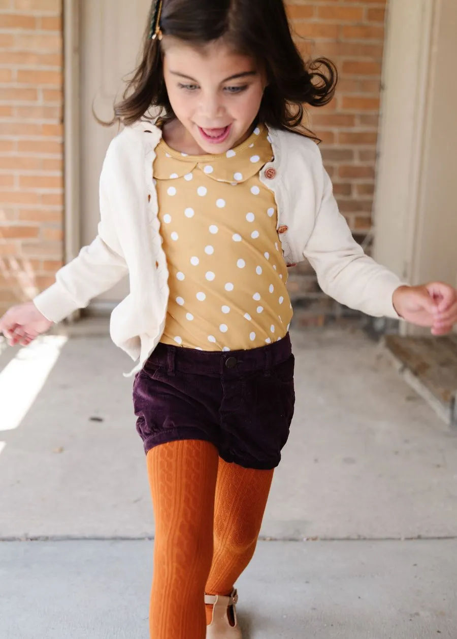 Little Stocking Co Cable Knit Tights - Pumpkin Spice