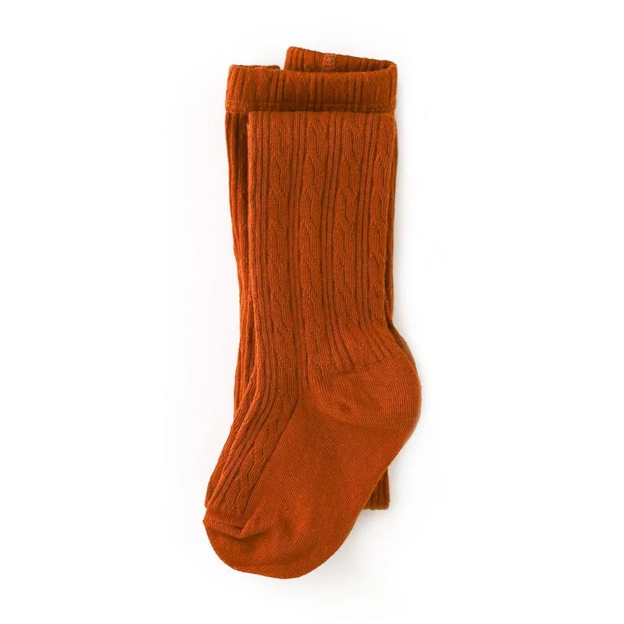 Little Stocking Co Cable Knit Tights - Pumpkin Spice