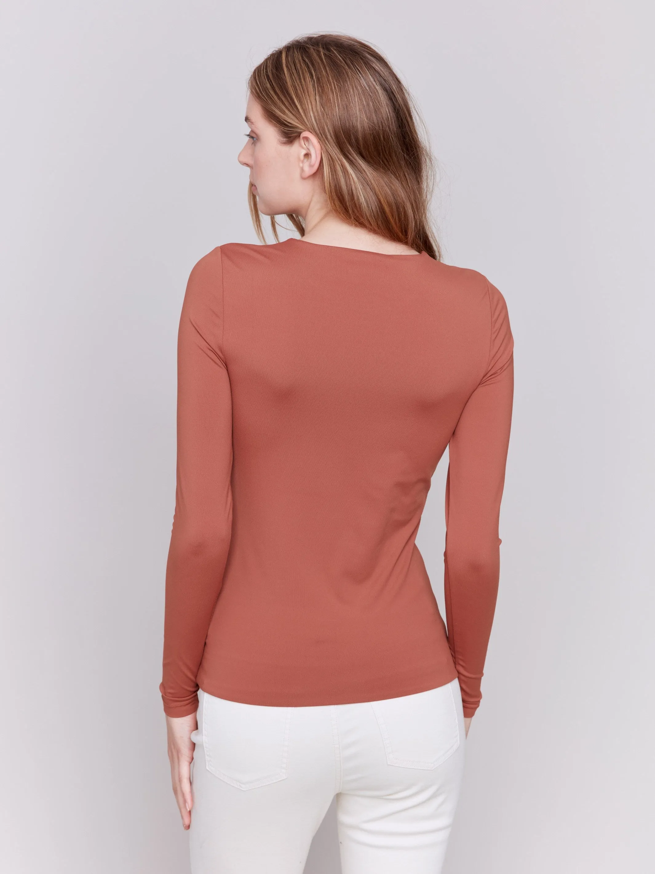 Long Sleeve Super Stretch Top - Terracotta