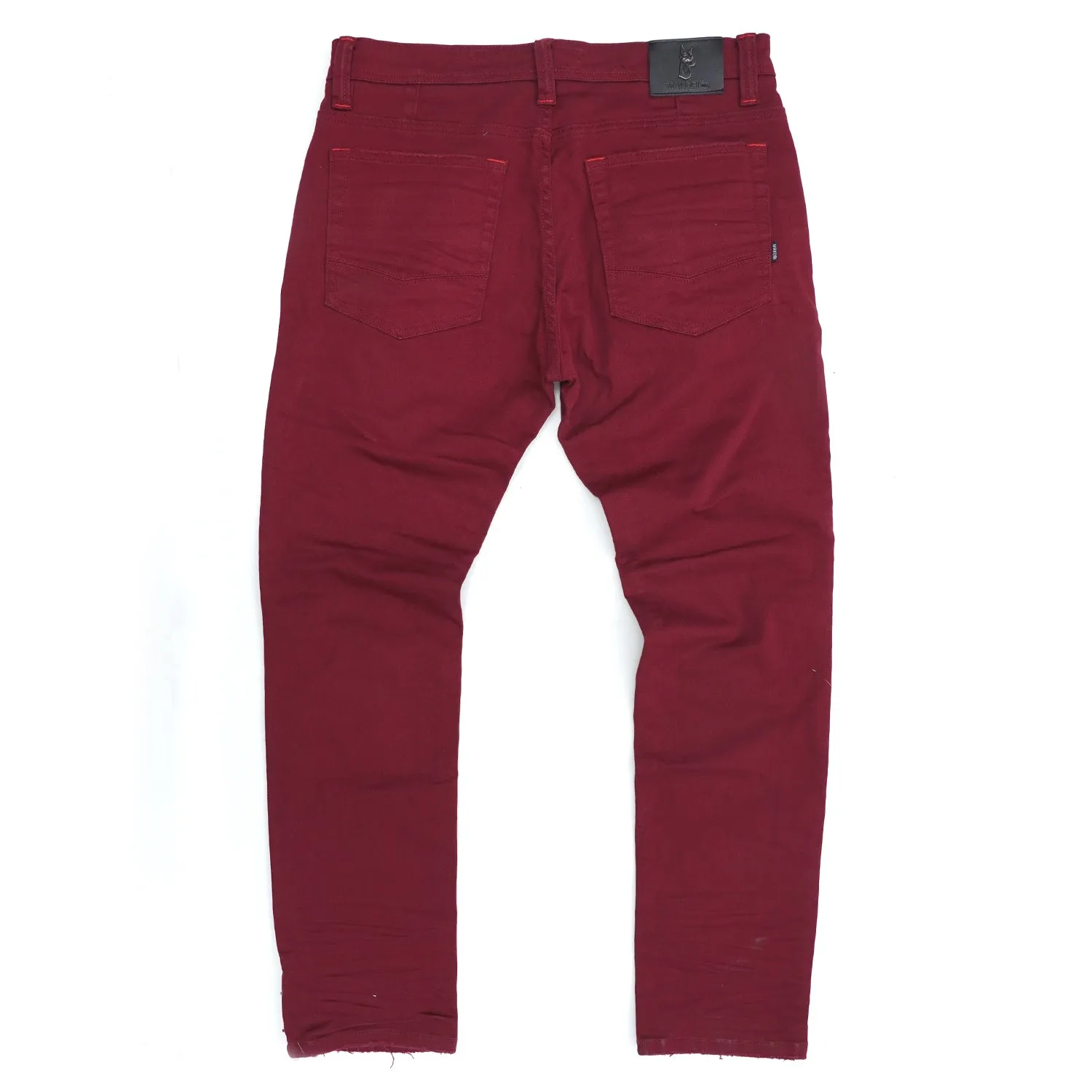 M1926 - Makobi Core Denim Biker Jeans - Burgundy