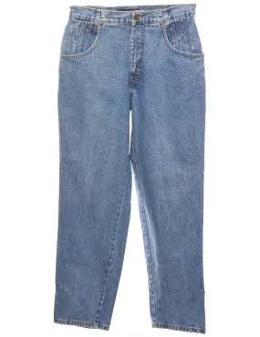 Medium Wash Tapered Mid-Rise Jeans - W29 L28