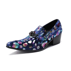 Men High Heel Decoration Printed Loafer