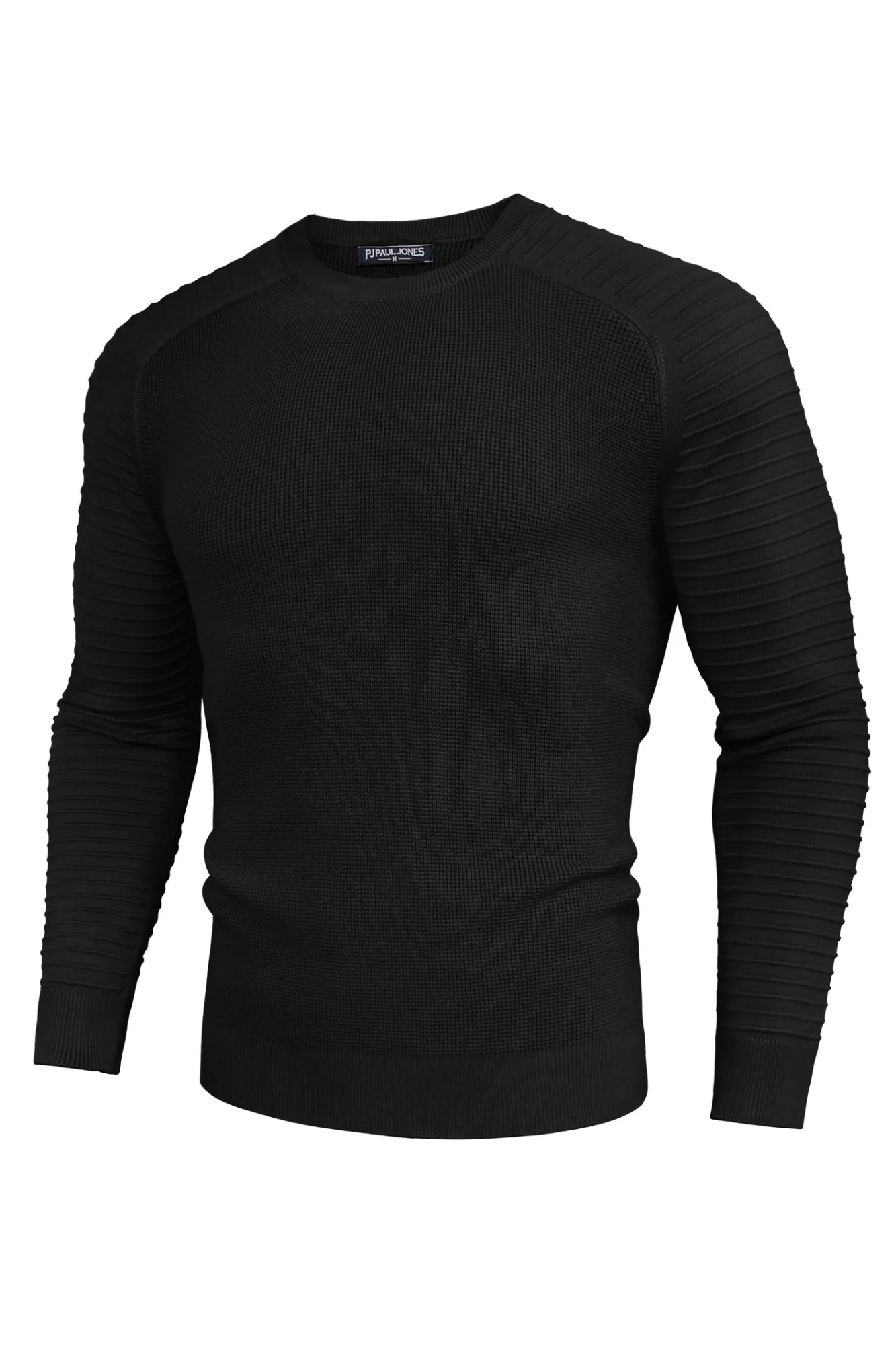 Men Textured Sweater Long Raglan Sleeve Crew Neck Pullover Knitwear