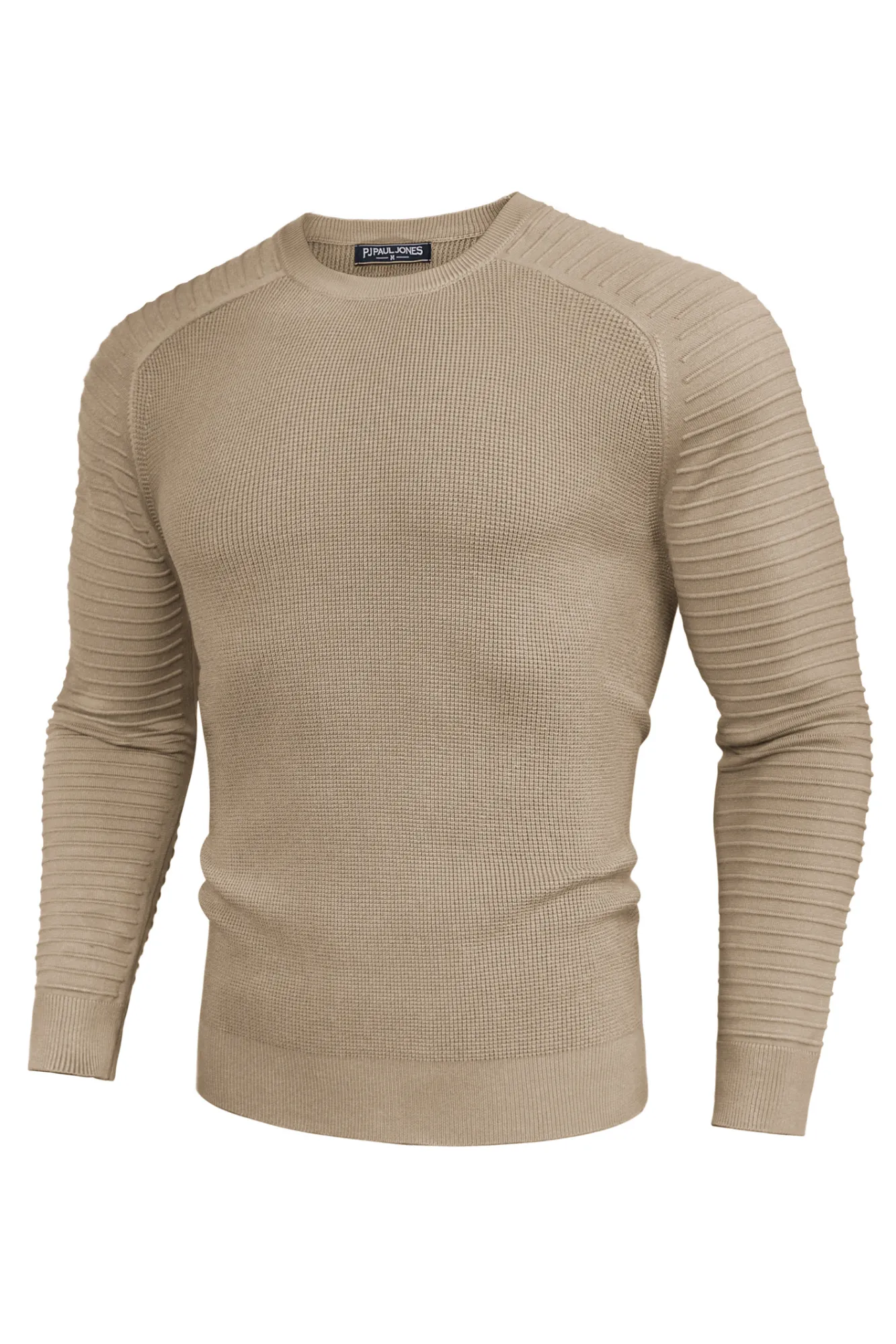 Men Textured Sweater Long Raglan Sleeve Crew Neck Pullover Knitwear