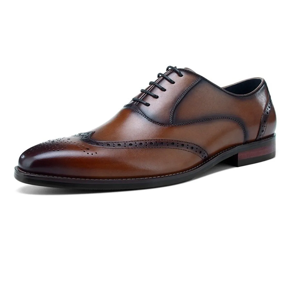 Men Wing Tip Lace Up Round Toe Formal Shoes