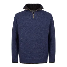 Mens Knitted Half Zip Pullover Navy Marl