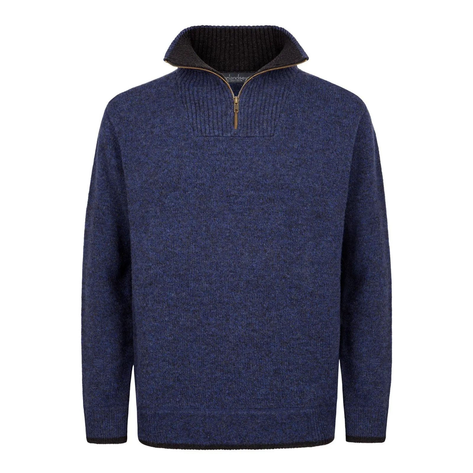 Mens Knitted Half Zip Pullover Navy Marl