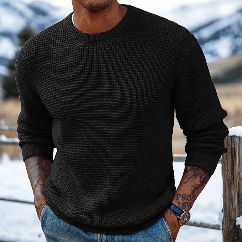 Men's Retro Crew Neck Western Style Knitted Sweater Pullover