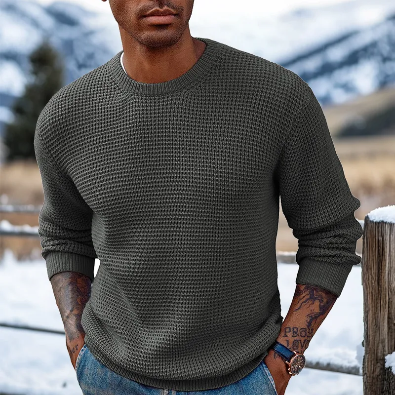 Men's Retro Crew Neck Western Style Knitted Sweater Pullover