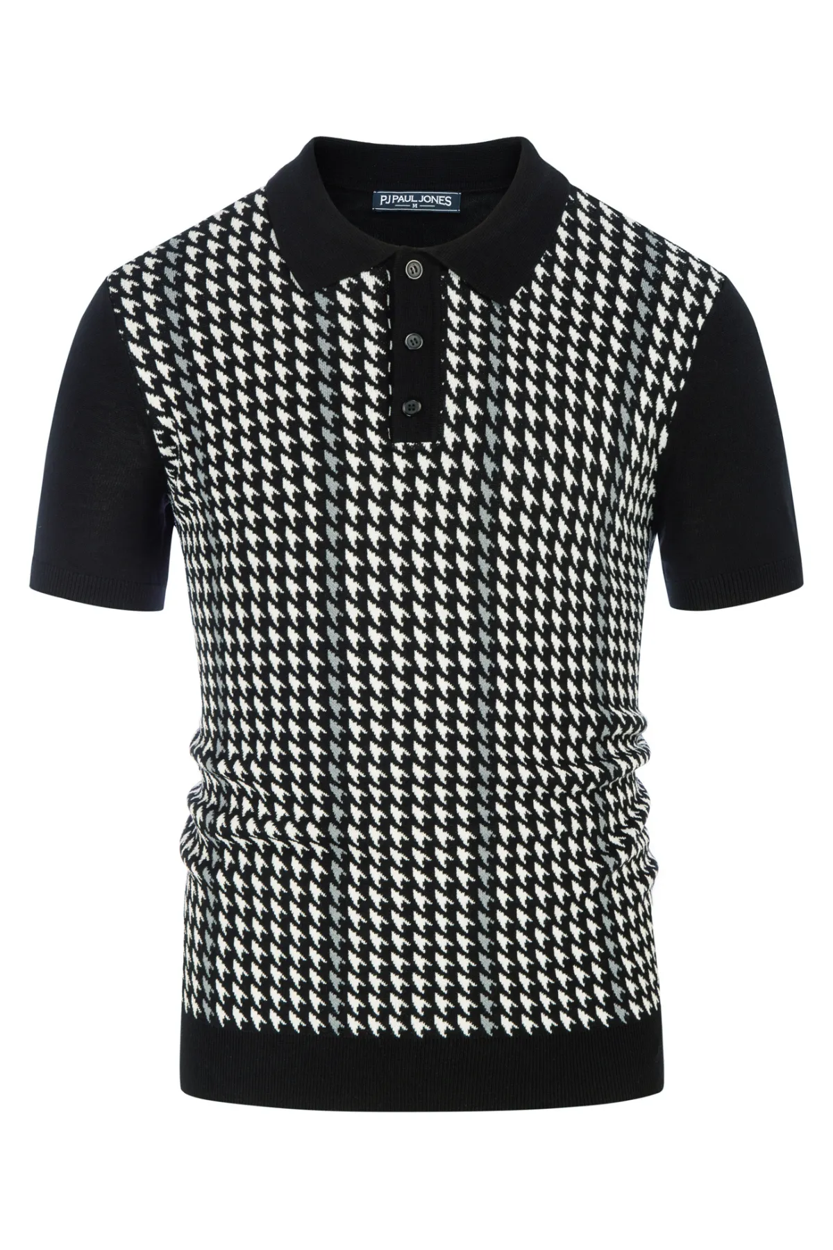 Men's Vintage Polo Pullover Shirts Lightweight Knit Houndstooth Golf Shirts