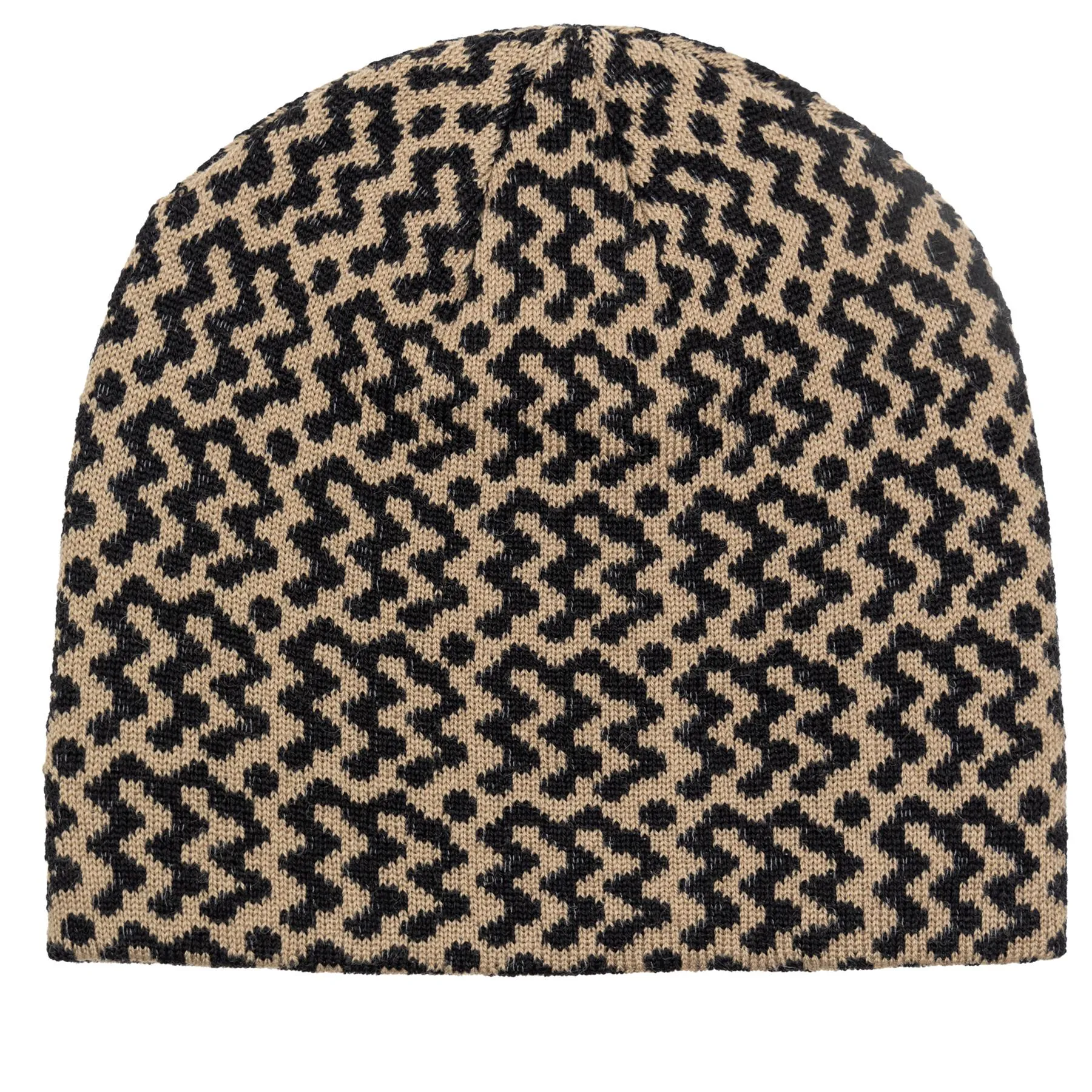 Merino Skull Jacquard Beanie Black - AW23