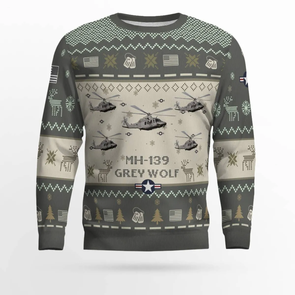 MH-139 Grey Wolf MH139 Aircraft Ugly Sweater, Ugly Sweater Christmas Shirt for Men Dad Veteran