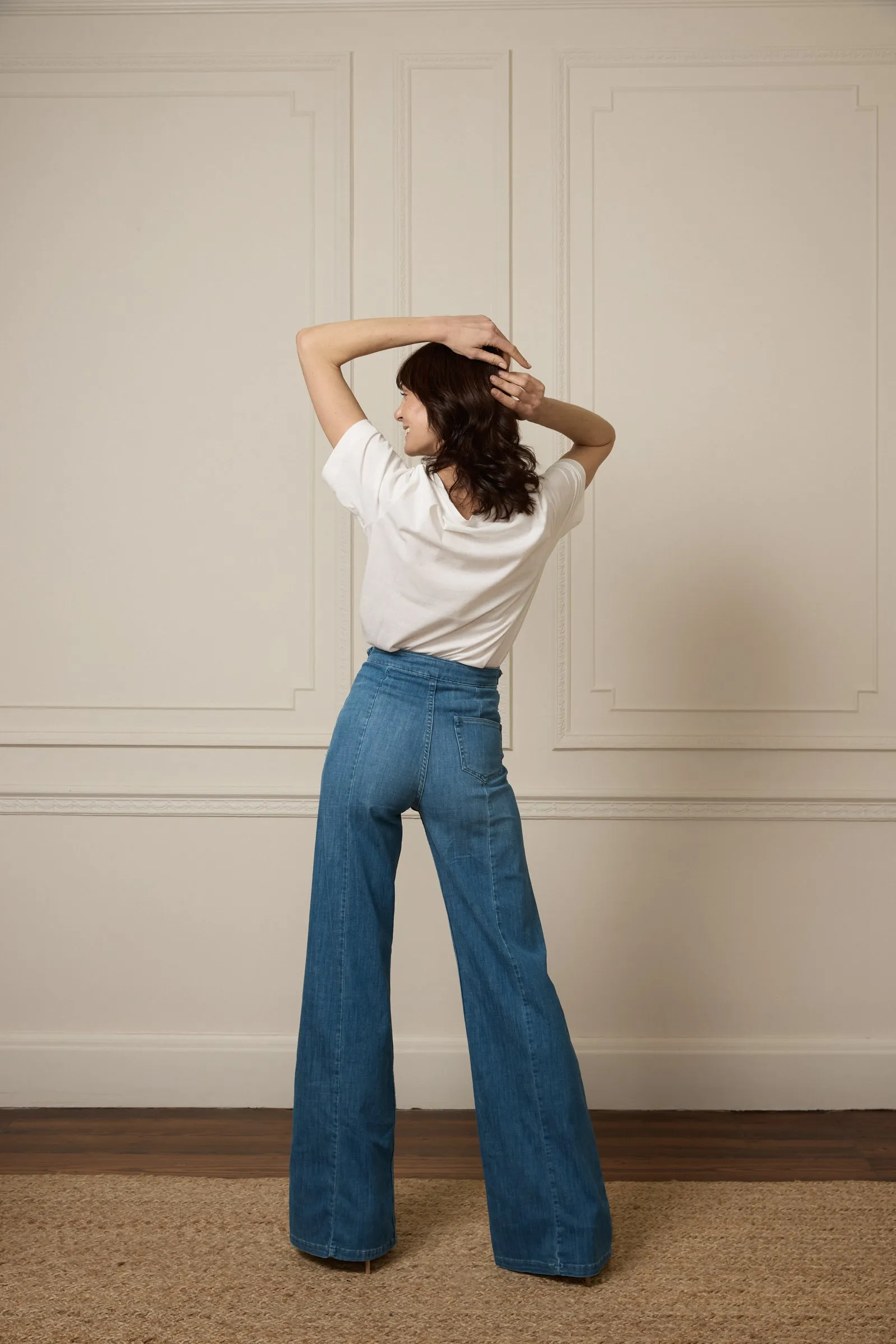 Minnie The High Top Full Length Wide Leg Flared Jeans | Lazy Afternoon [Classic Blue]