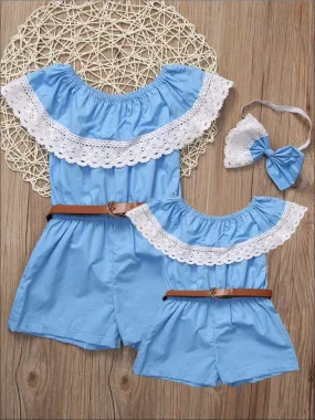 Mommy And Me Lace Love Belted Romper