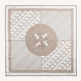 Monogrammed Silk Scarf - Beige