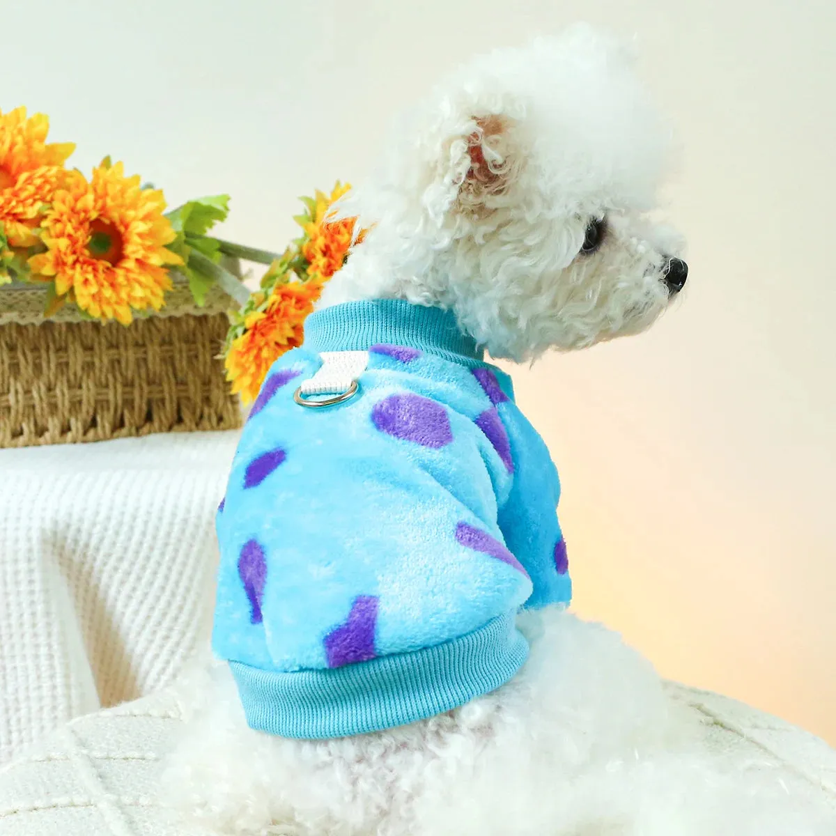 Monster Cozy Elegance: Autumn and Winter Plush Pet Pullover - Thickened Warmth with Drawstring Buckle for Small to Medium Dogs