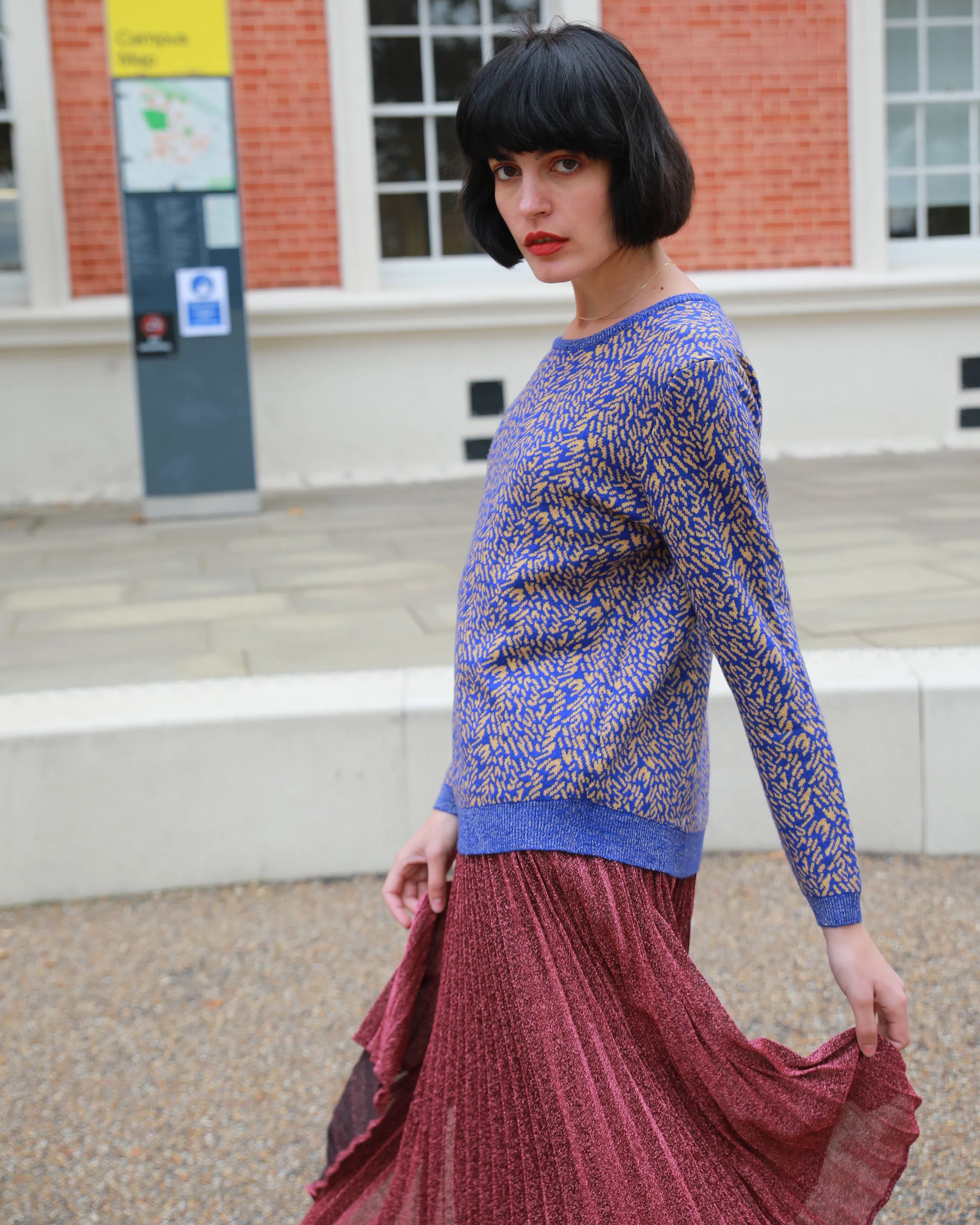 Multi-color Blue Yellow Dot Print Jumper