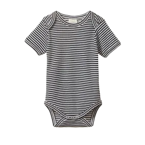 Nature Baby Bodysuit Short Sleeve - Navy Stripe