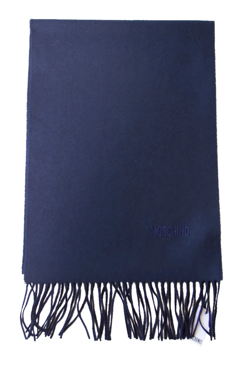 Navy blue merino wool scarf by Moschino